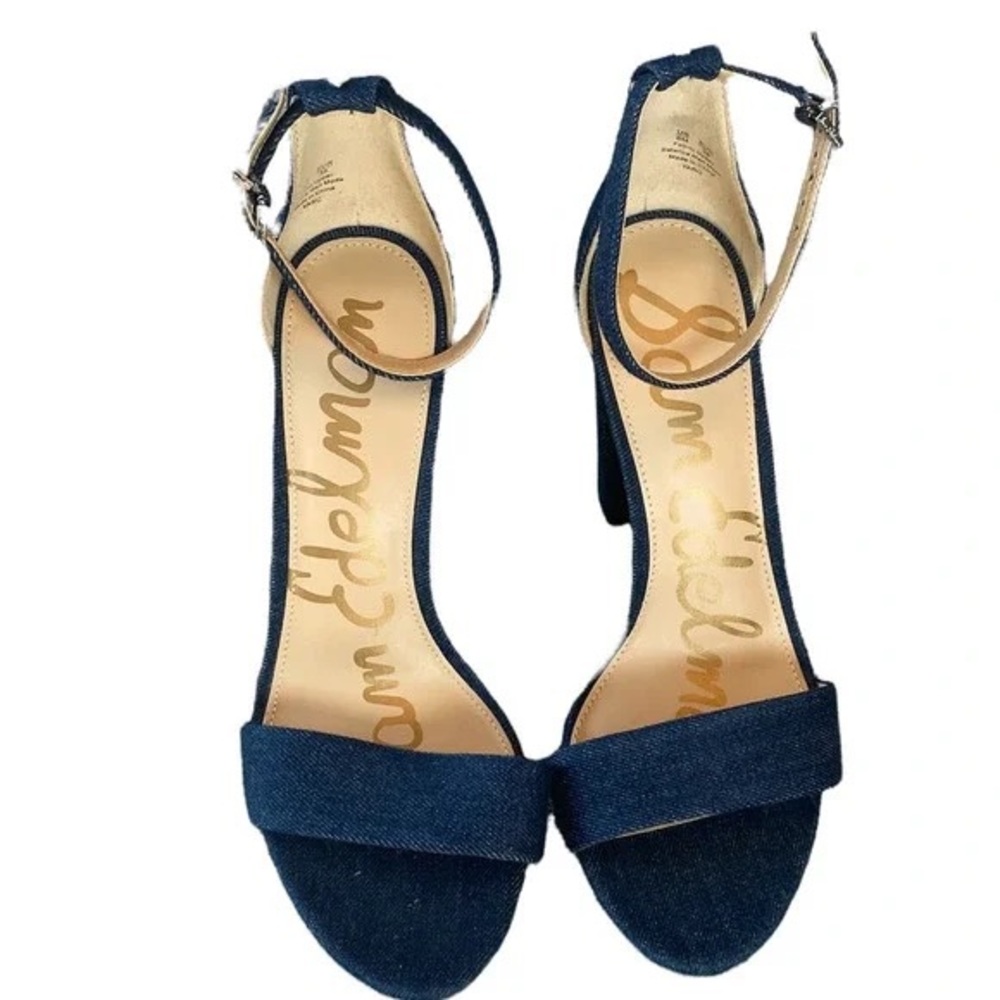 Sam Edelman Denim Block Heel Navy Size 9.5